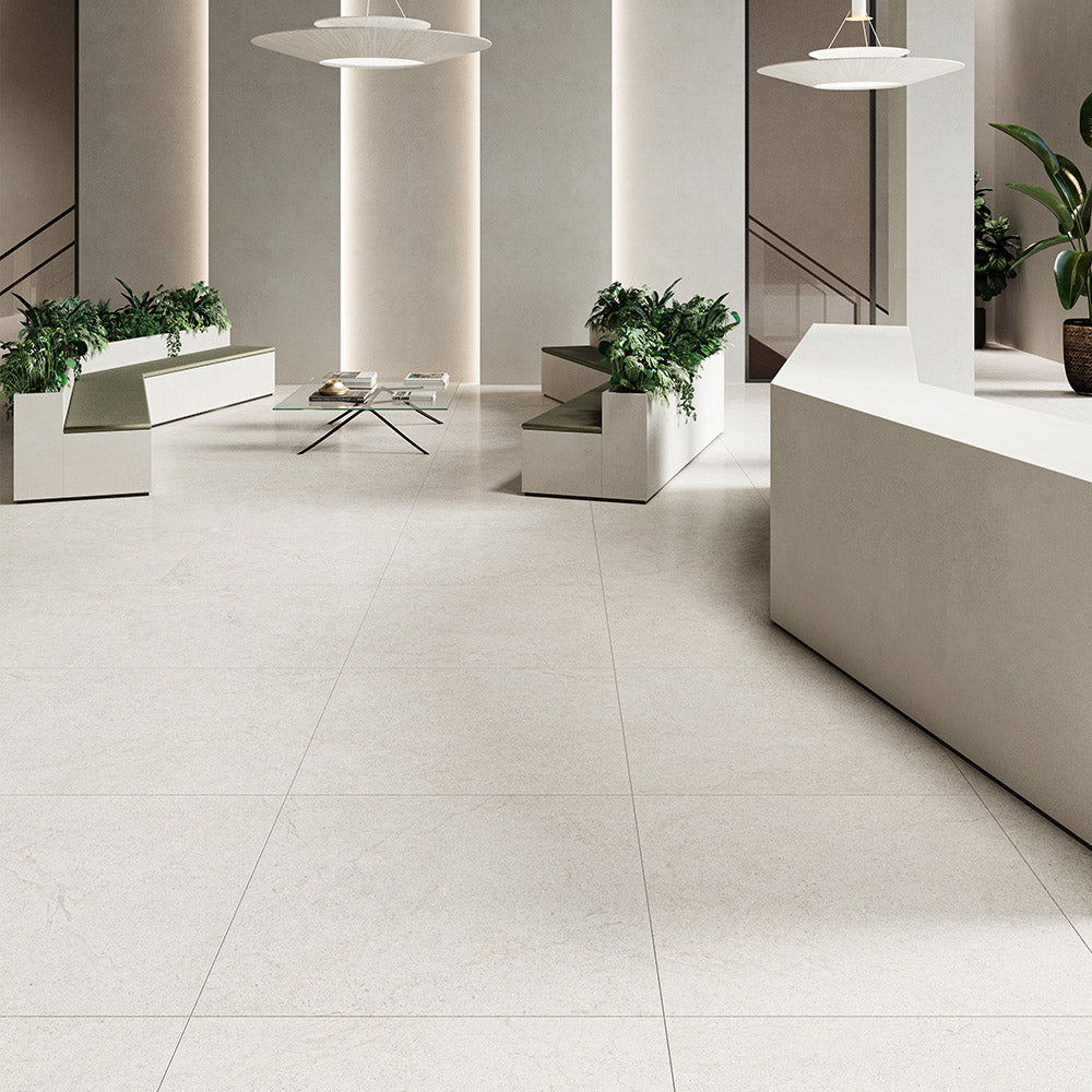 Limestra White 600x600 Honed Limestone Look Porcelain Tile