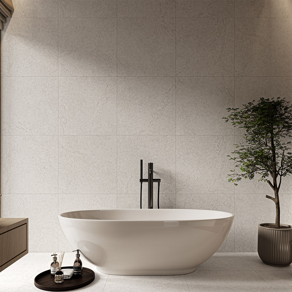 Limestra White 600x600 Honed Limestone Look Porcelain Tile