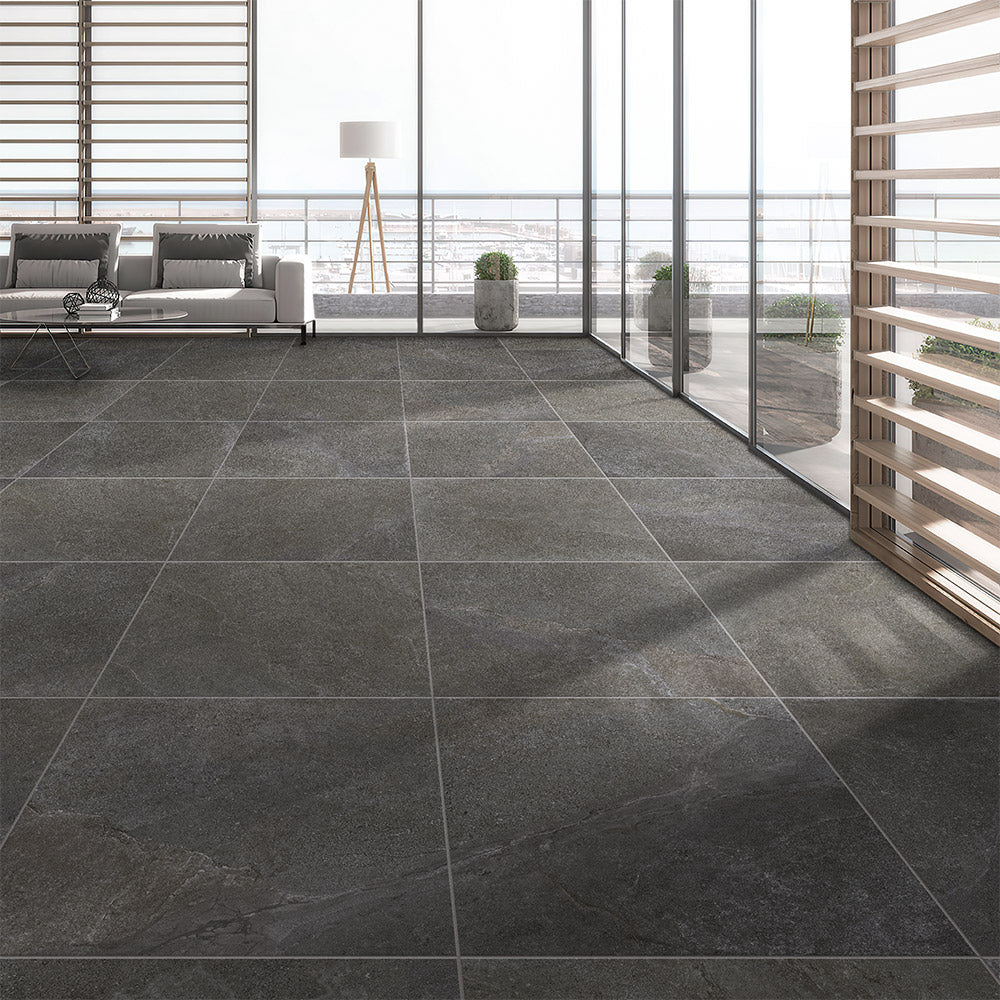 Magione Charcoal 600X600 Matt Marble Look Porcelain Tile