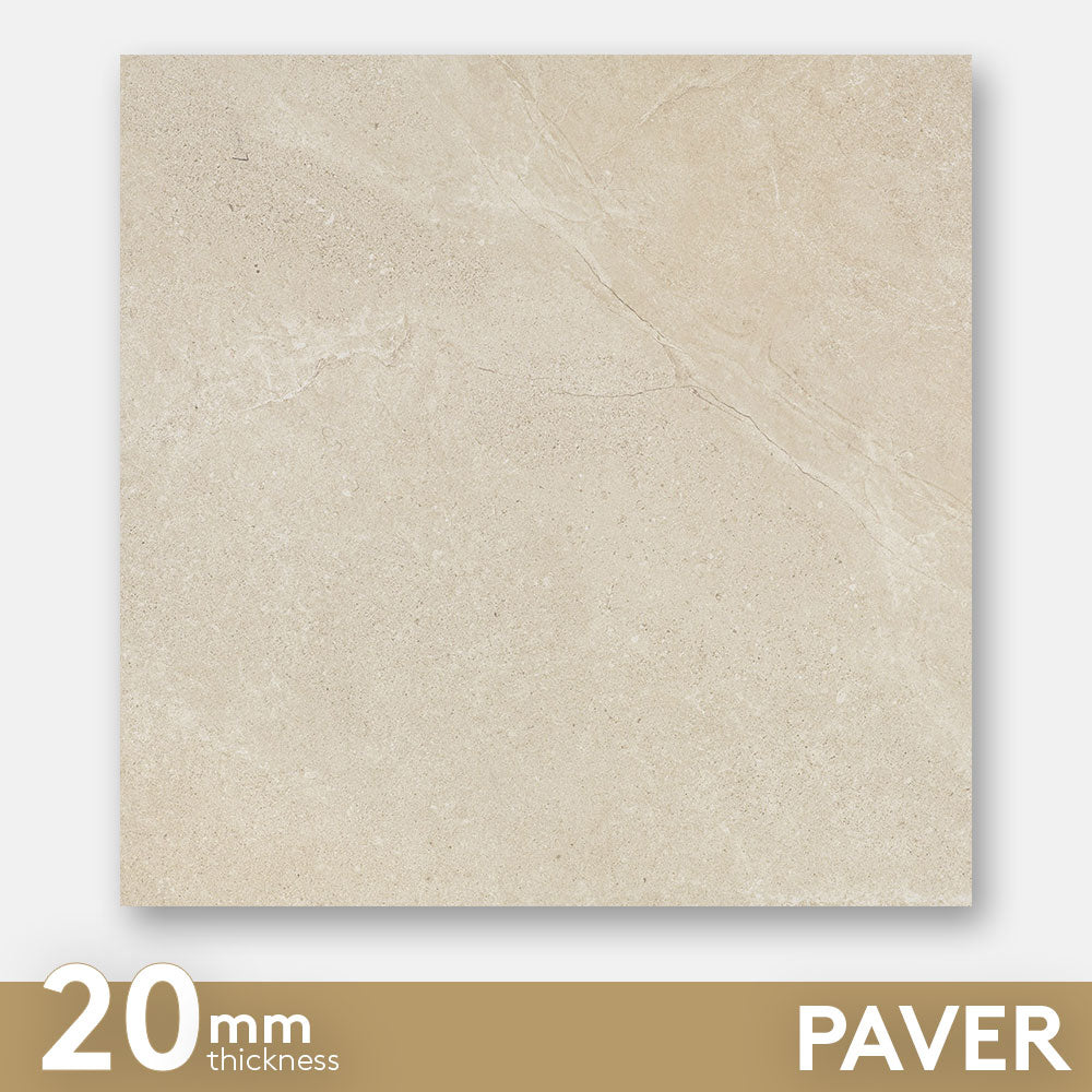 Magione Sand 600x600x20 Outdoor Marble Look Porcelain Paver Tile
