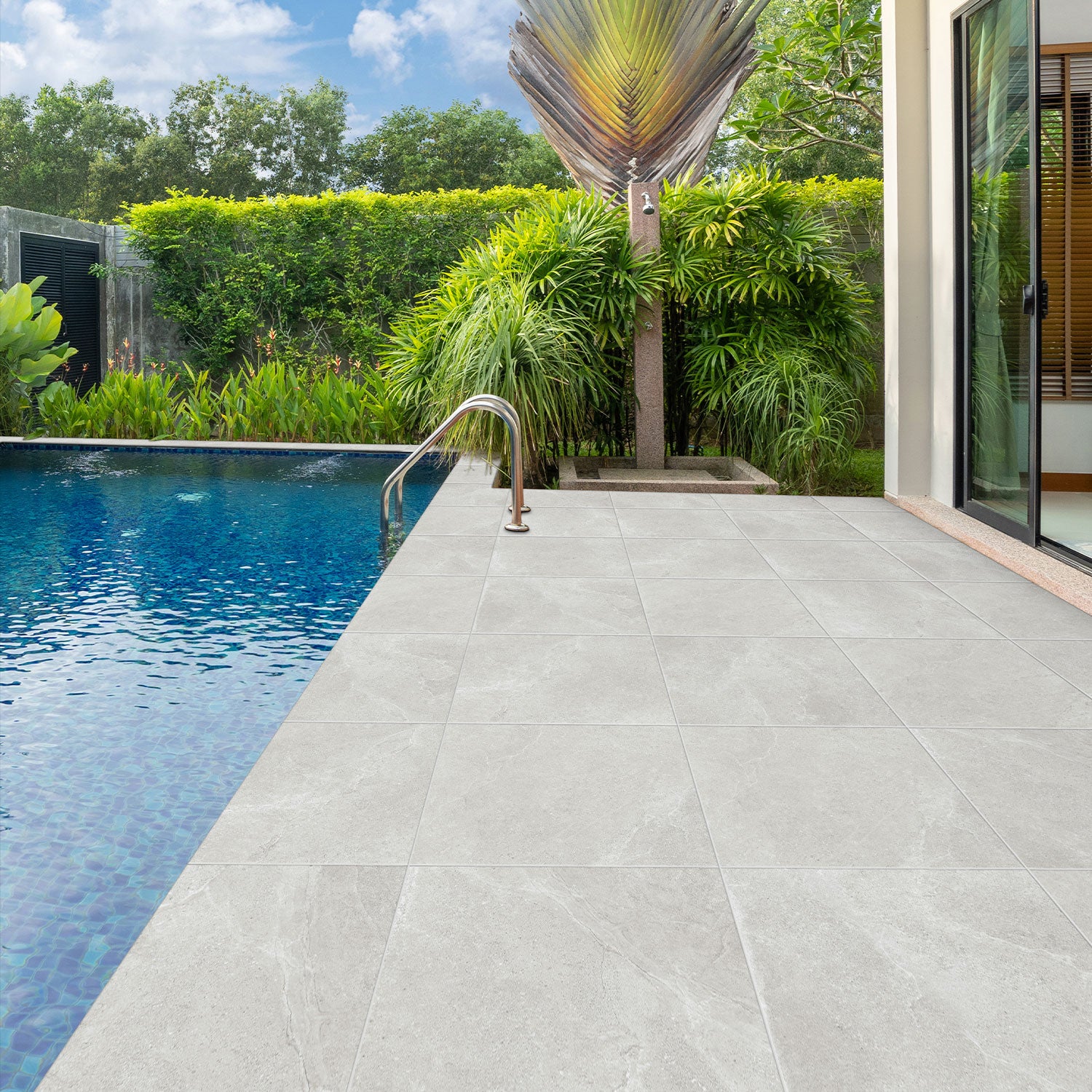 Magione White 600x600x20 Outdoor Marble Look Porcelain Paver Tile