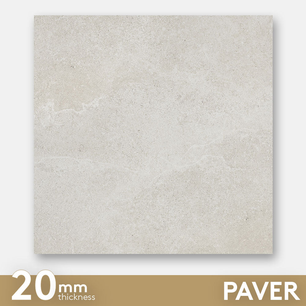 Magione White 600x600x20 Outdoor Marble Look Porcelain Paver Tile