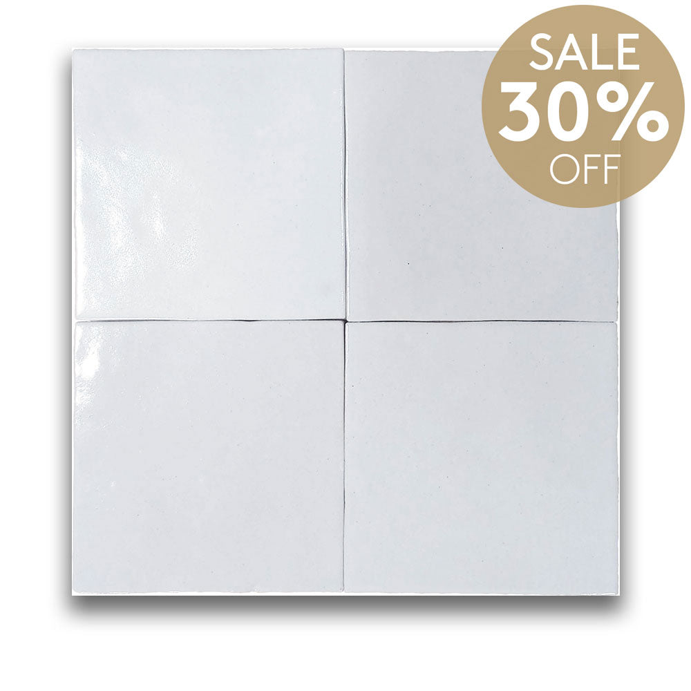 Manara Clay Sahara White 100x100 Zellige Gloss Tile