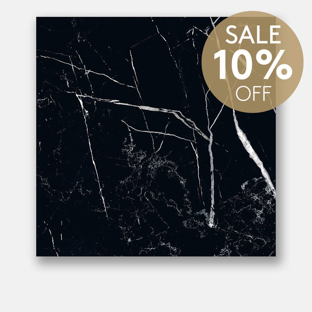 Marbella Nero Marquina 600X600 Matt Porcelain Tile