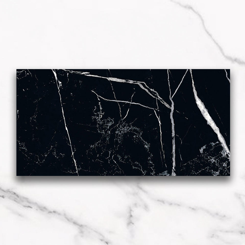 Marbella Nero Marquina 300X600 Polished Porcelain Tile