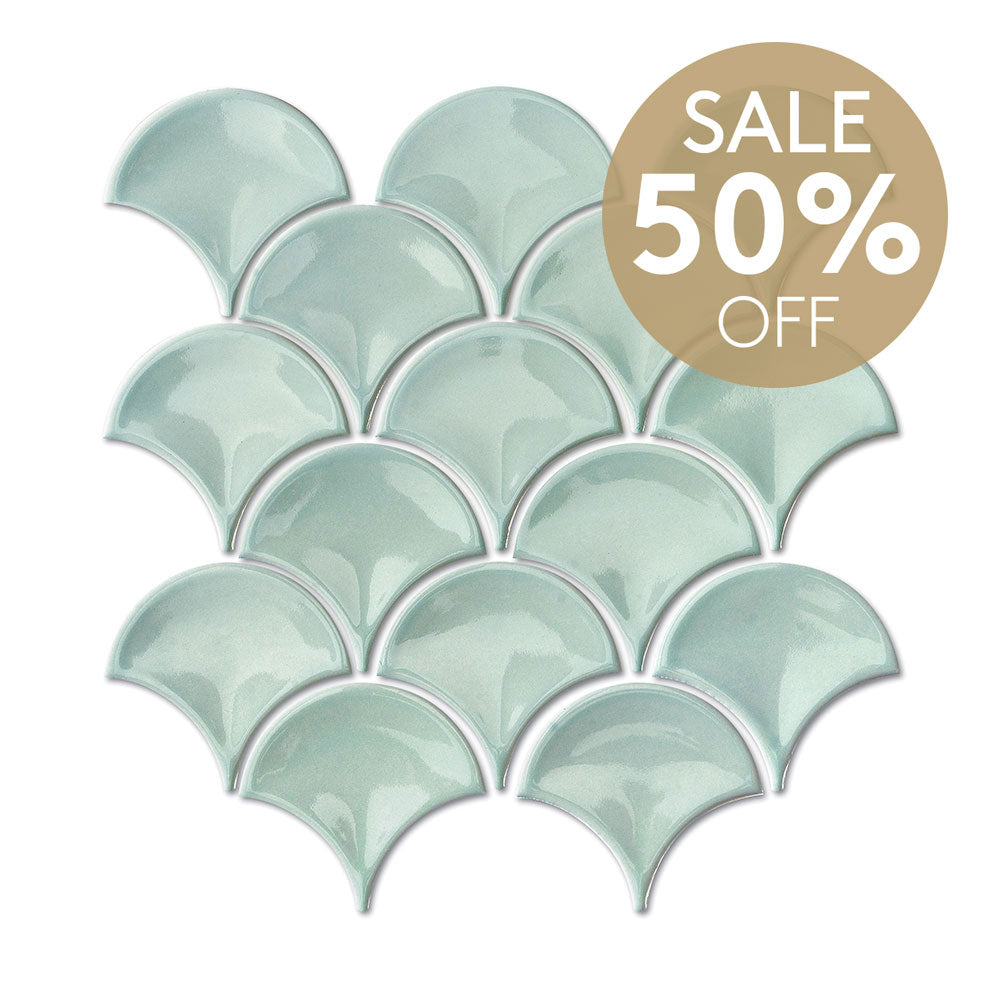 Marina Sky Blue Fish Scale Gloss Mosaic Tile