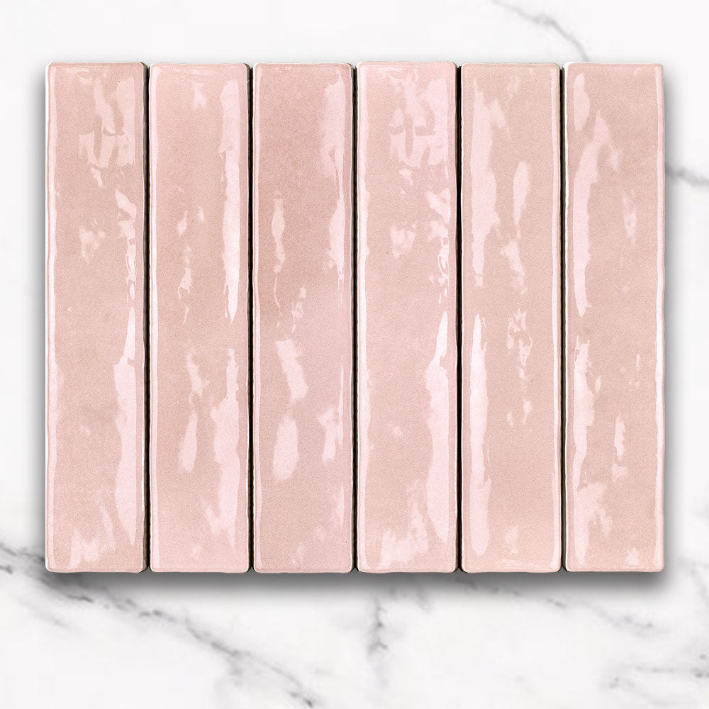 Marrakesh Rosa Pink 50x250 Zellige Gloss Square Tile