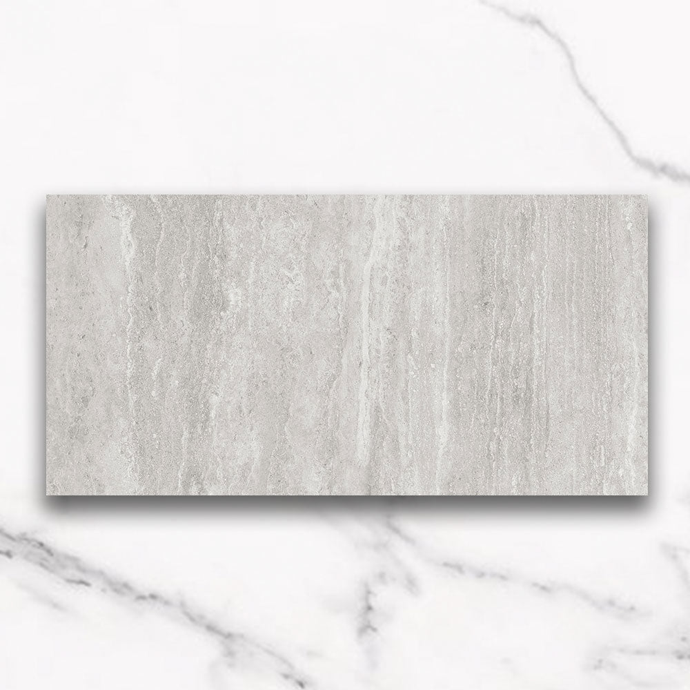 Marseille Grey 300x600 Matt Travertine Look Porcelain Tile
