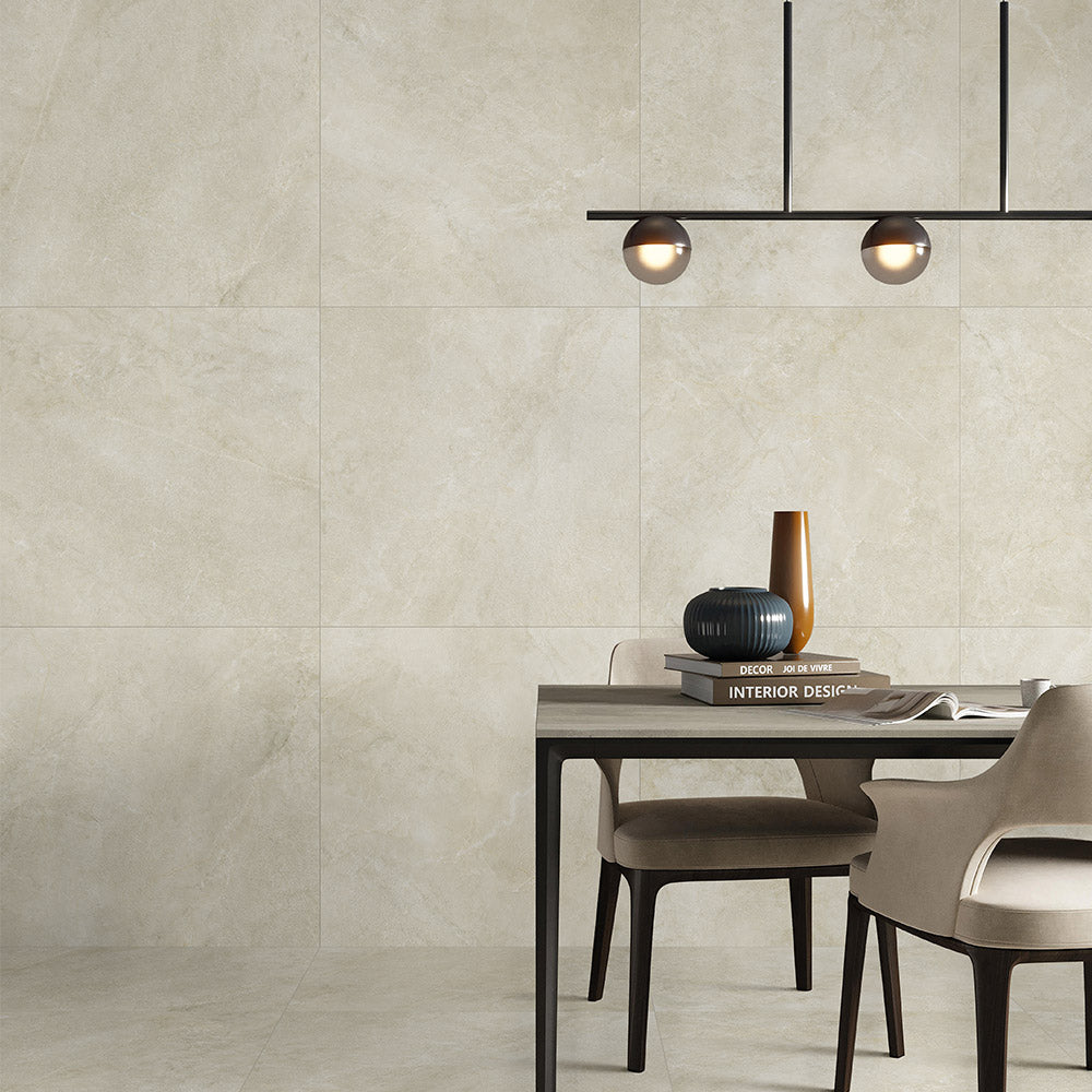 Messina Beige 600x600 Matt Stone Look Porcelain Tile