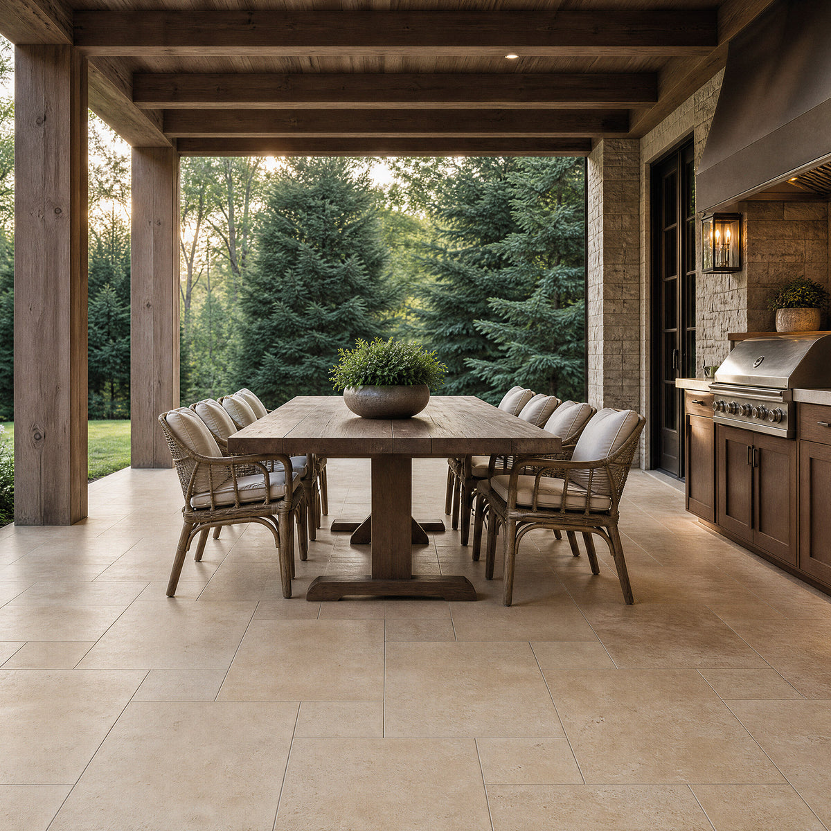 Milos Beige 440x600 Travertine CC Outdoor Porcelain Tile