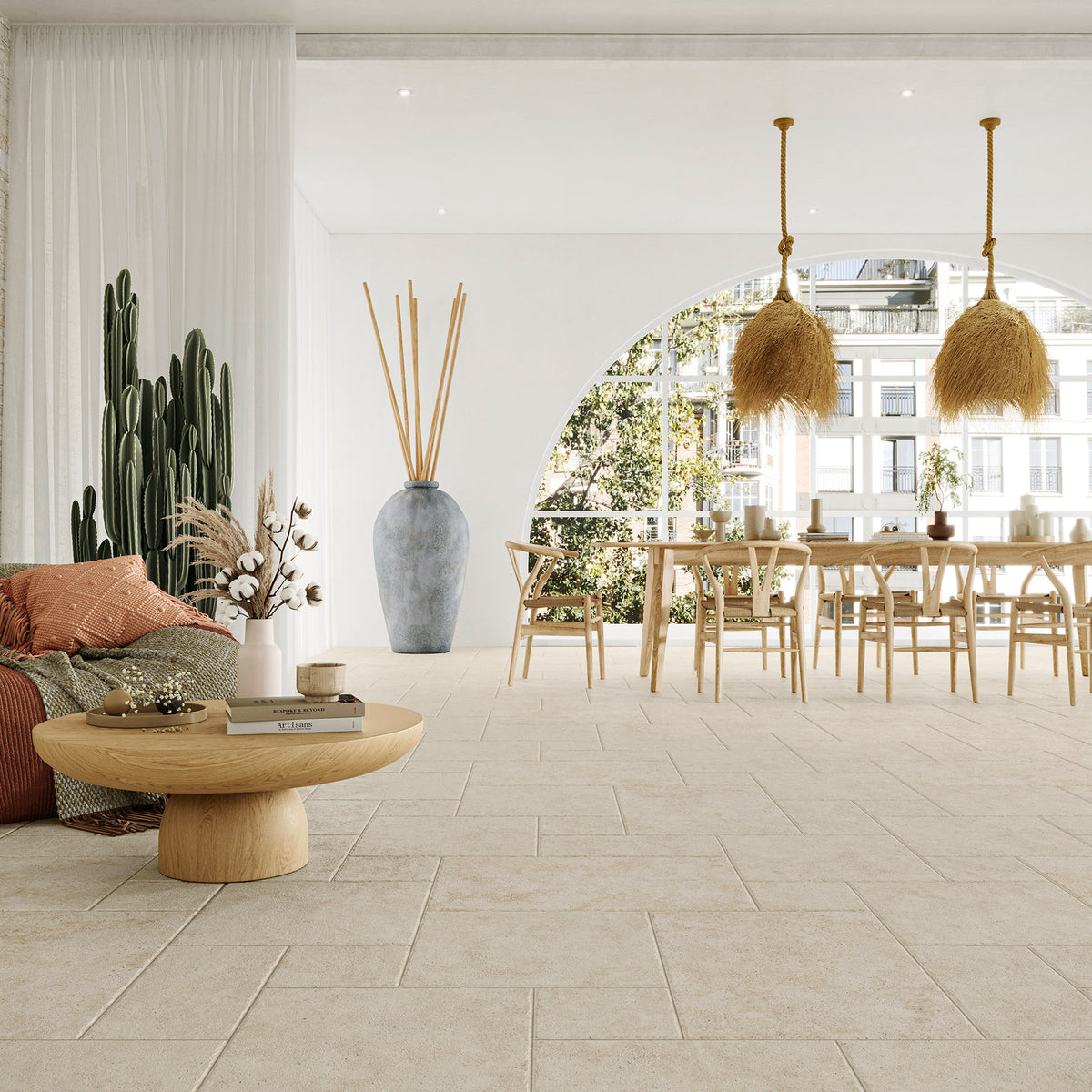 Milos Ivory 440x600 Travertine CC Outdoor Porcelain Tile