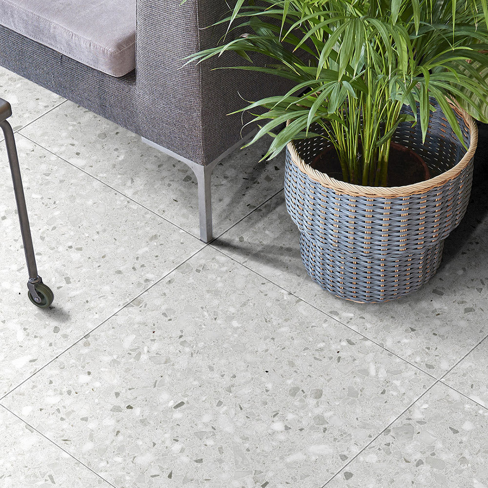 Modena White 600X600 Matt Terrazzo Porcelain Tile