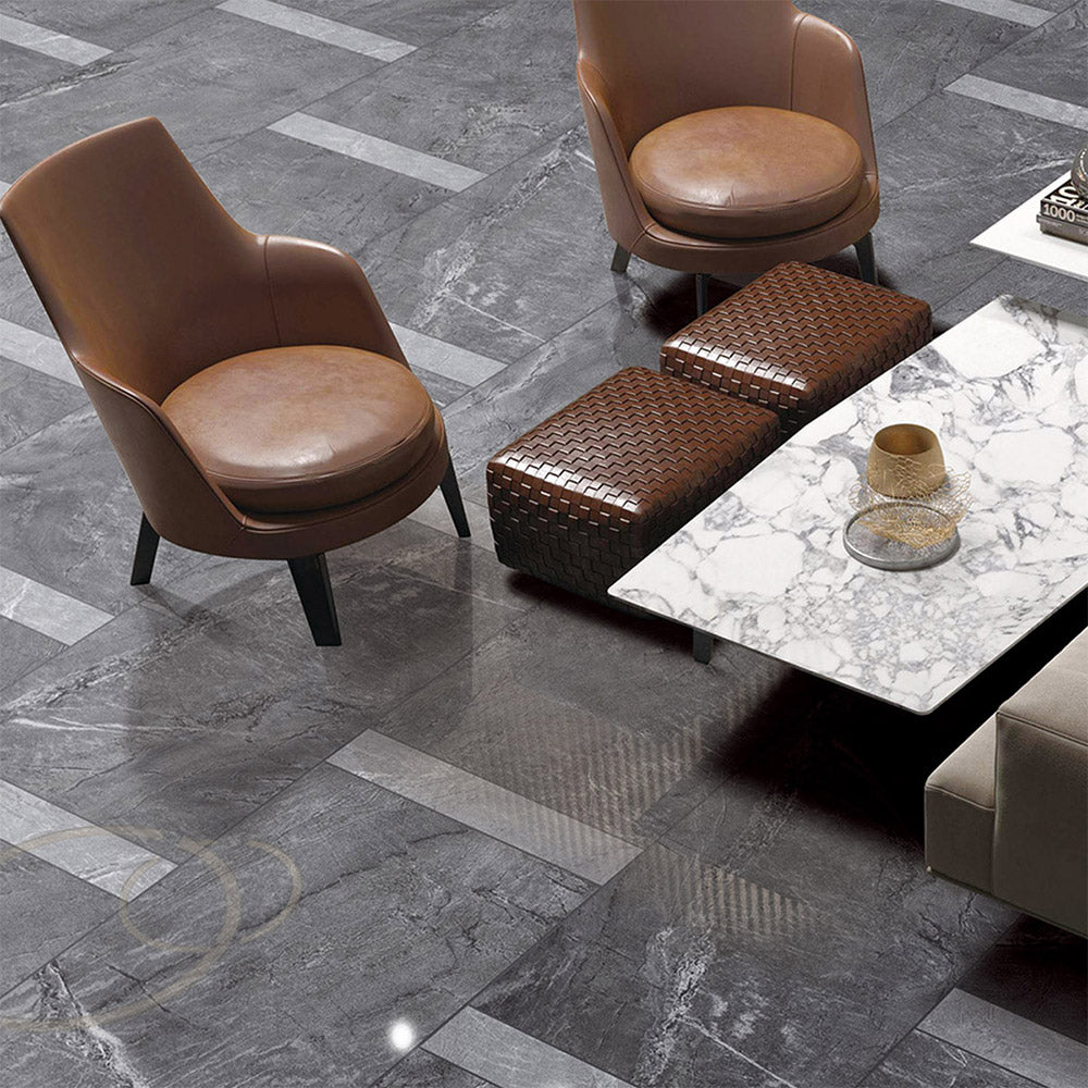 Mondial Graphite 600x600 Stone Look Lappato Porcelain Tile