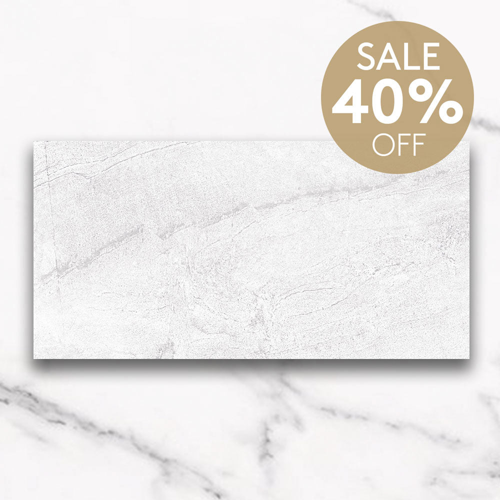 Mondial White 300x600 Stone Look Lappato Porcelain Tile