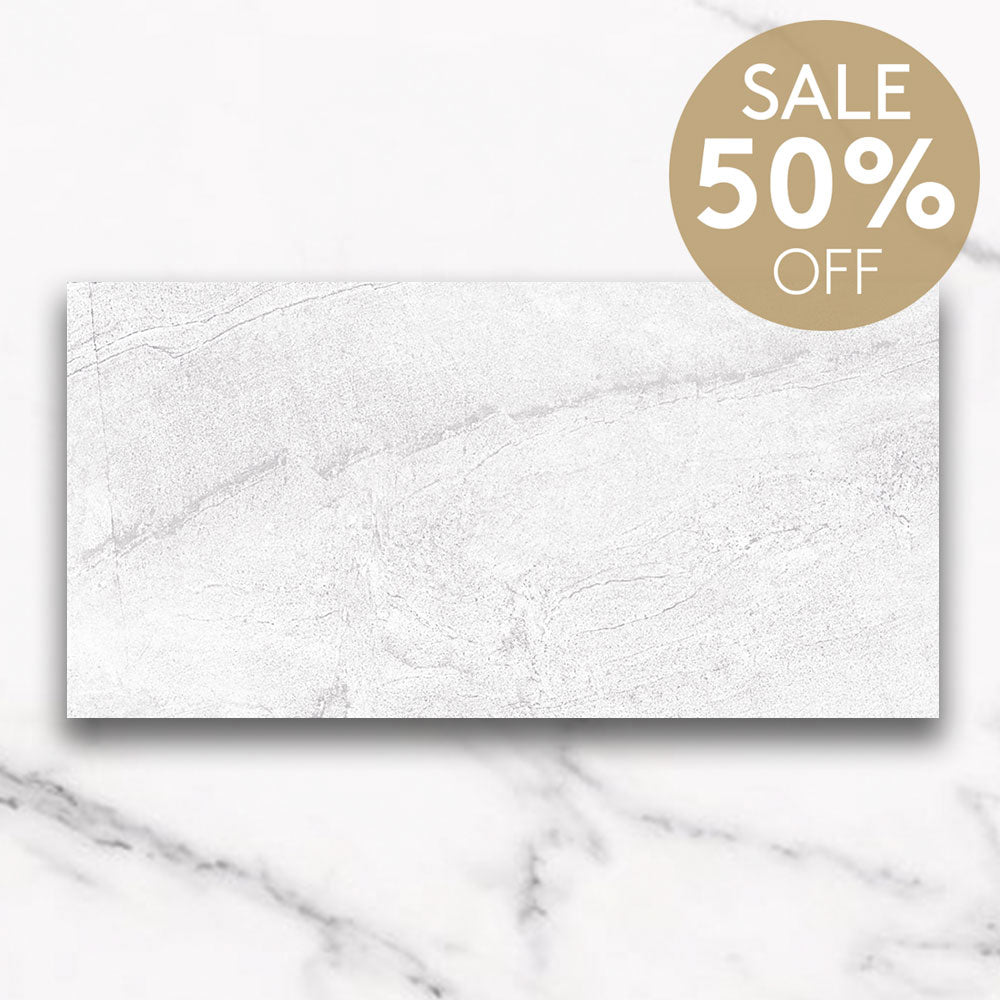 Mondial White 300x600 Stone Look Lappato Porcelain Tile