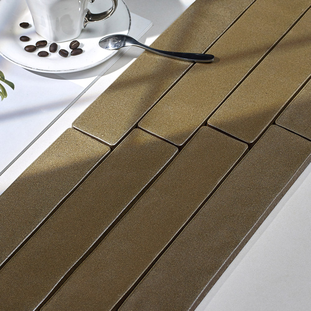 Mykonos Champagne Gold 50X250 Zellige Matt Hand Made Subway Tile