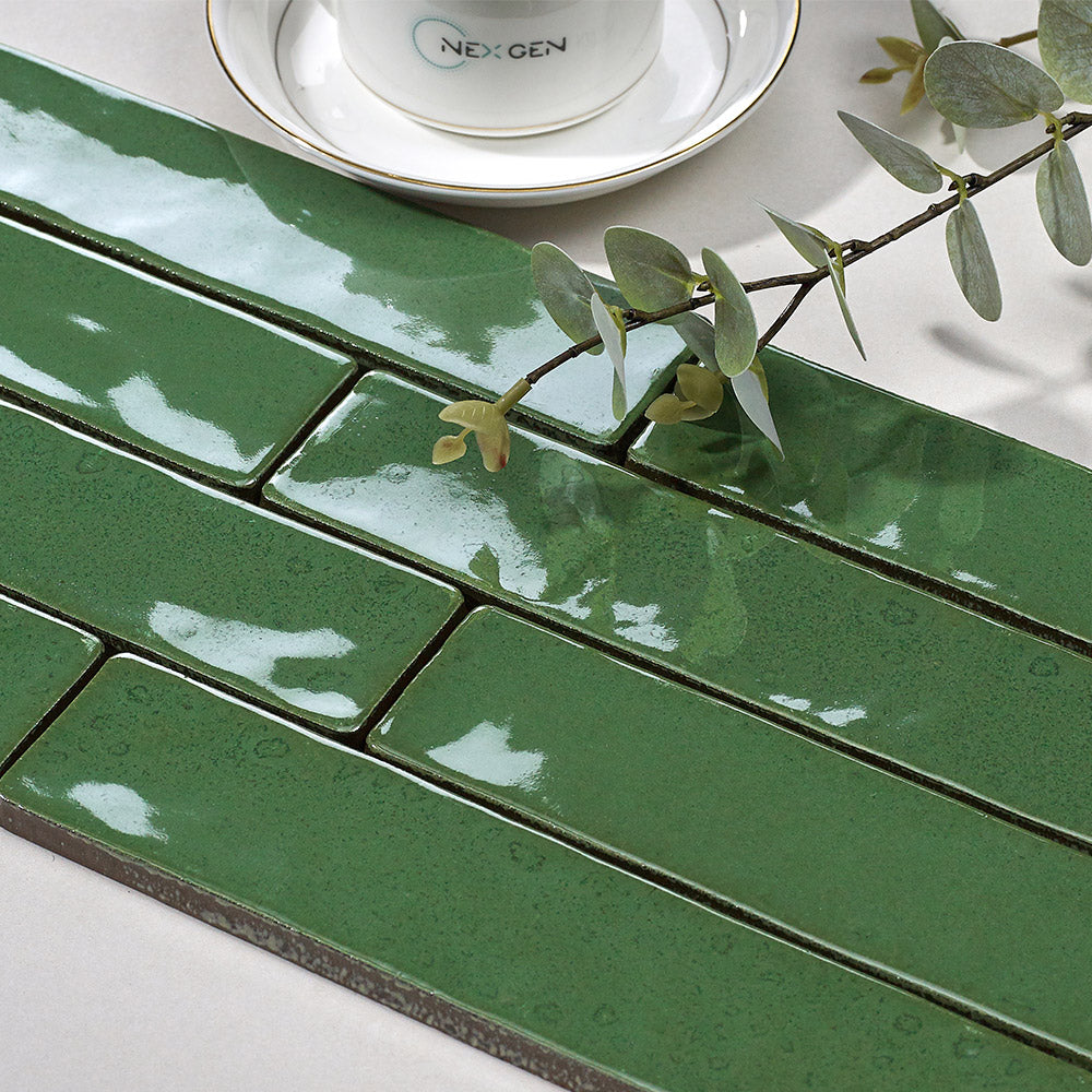 Mykonos Emerald Green 50X250 Zellige Gloss Hand Made Subway Tile