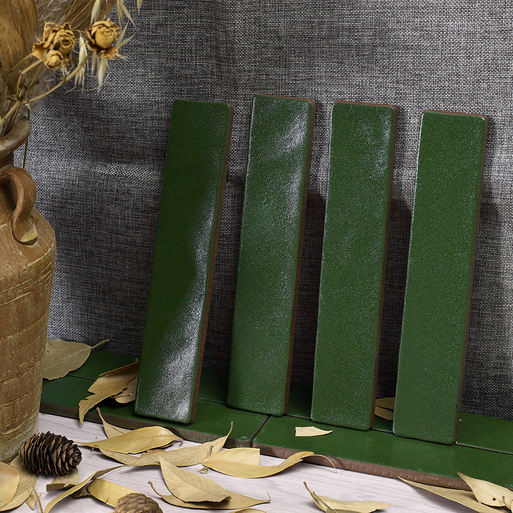 Mykonos Hunter Green 50X250 Zellige Matt Hand Made Subway Tile