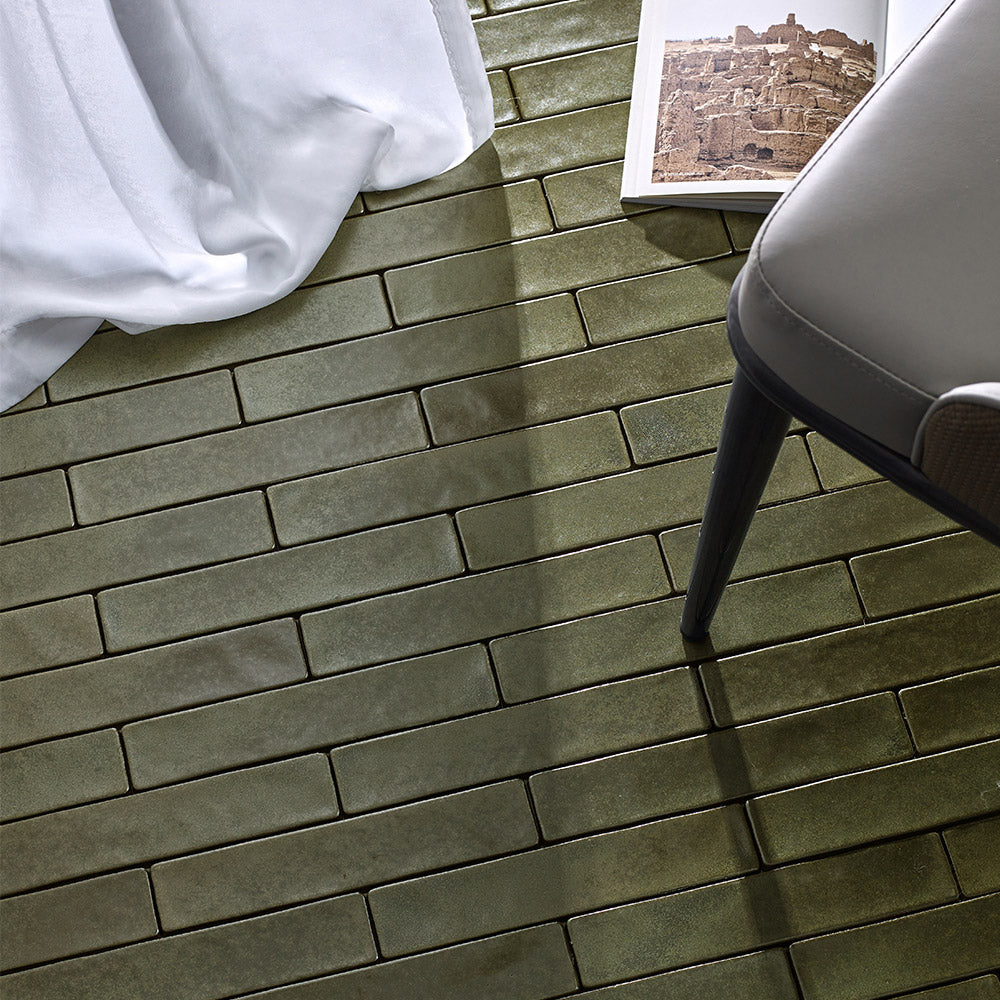 Mykonos Moss Green 50X250 Zellige Matt Hand Made Subway Tile