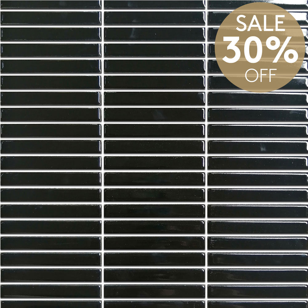 Nara Black Kit Kat Gloss Mosaic Tile