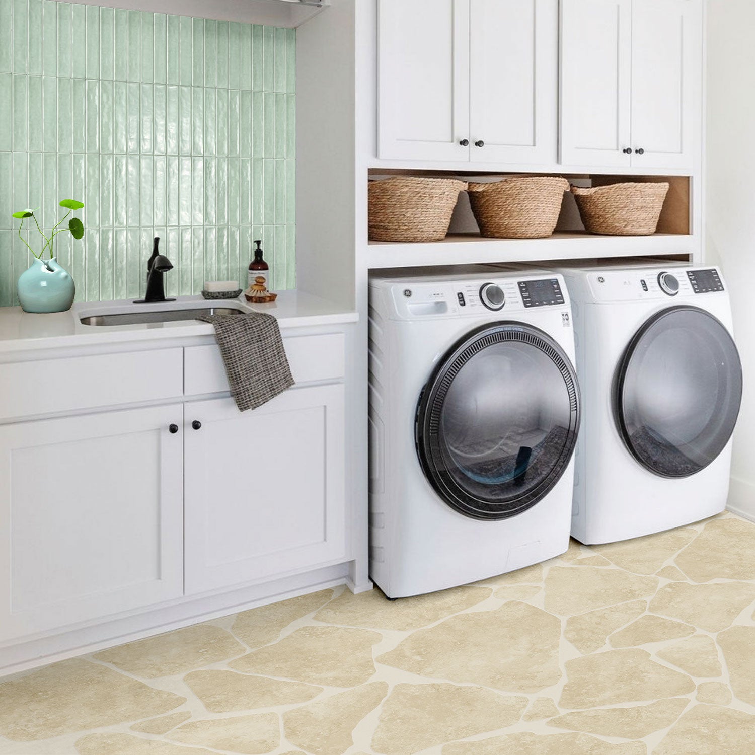 Noosa Sand Travertine Look Crazy Paving Floor and Wall Cladding Tile