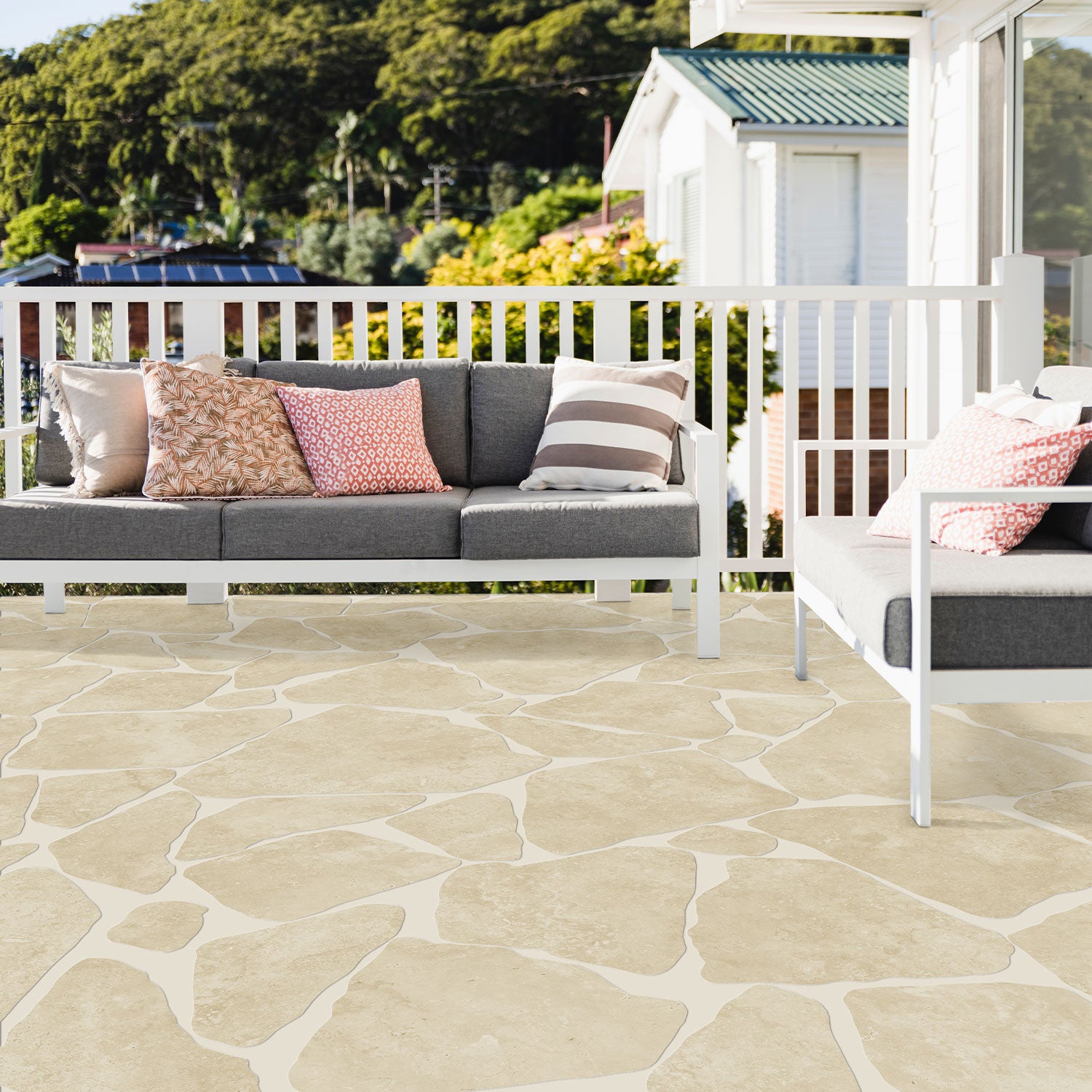 Noosa Sand Travertine Look Crazy Paving Floor and Wall Cladding Tile