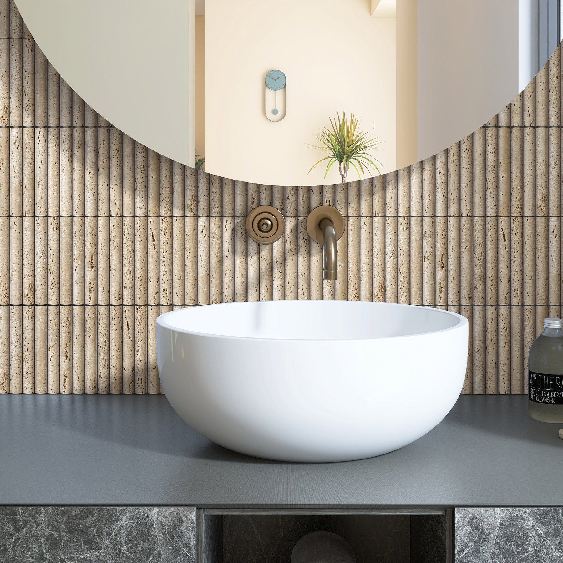 Ocean Travertine Convex Natural Stone Mosaics (per sheet)