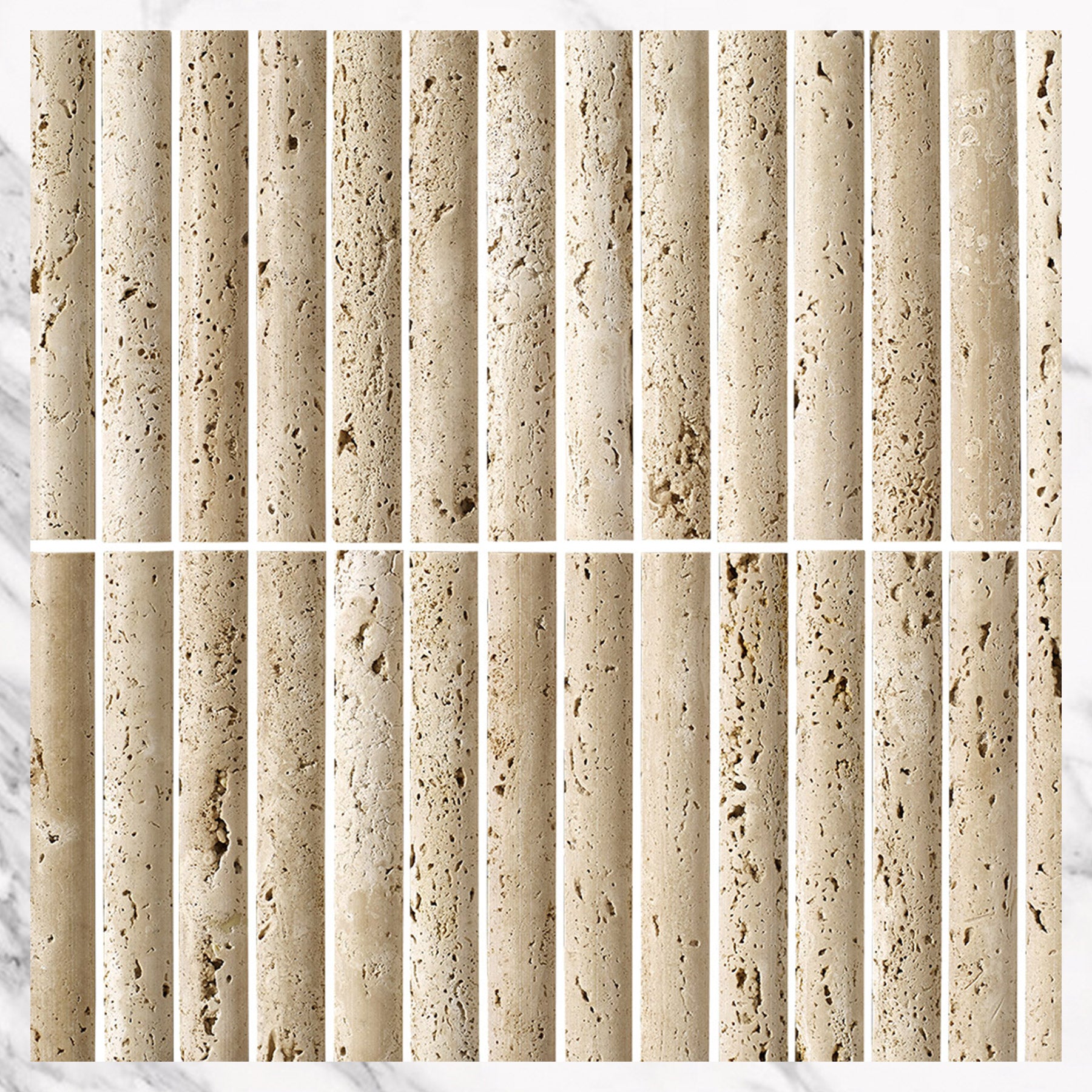 Ocean Travertine Convex Natural Stone Mosaics (per sheet)