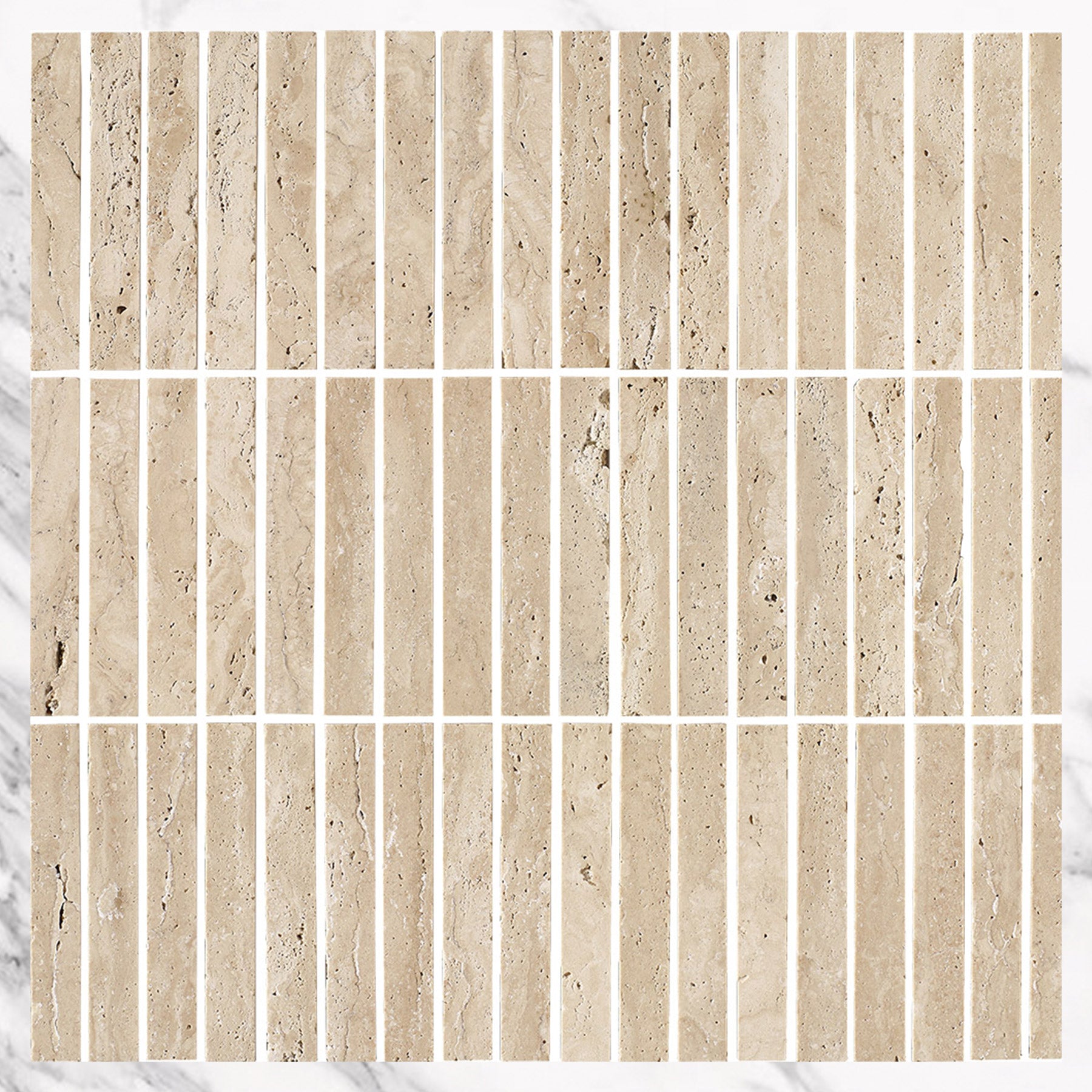 Ocean Travertine Kit Kat Natural Stone Mosaics (per sheet)