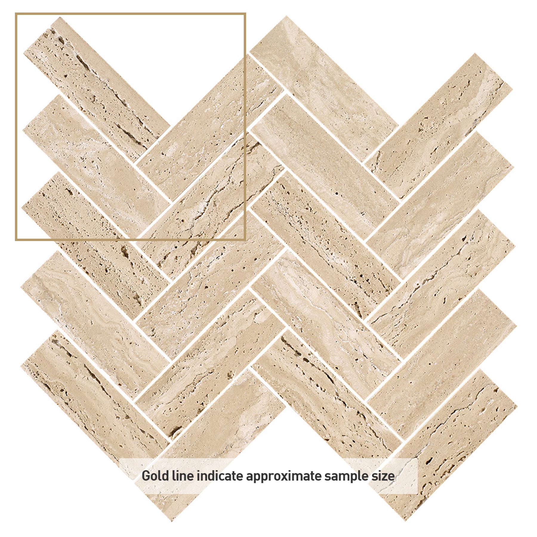 Ocean Travertine Long Herringbone Natural Stone Mosaics (per sheet)
