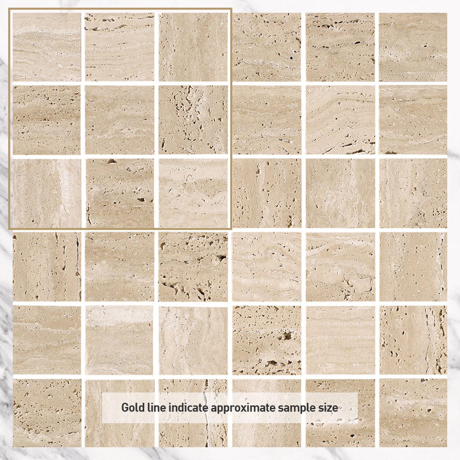 Ocean Travertine Small Square 48x48 Natural Stone Mosaics (per sheet)