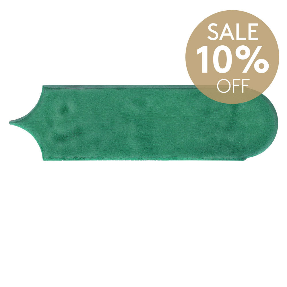 Olympus Jade Green Feather 85x300 Hand Made Gloss Tile