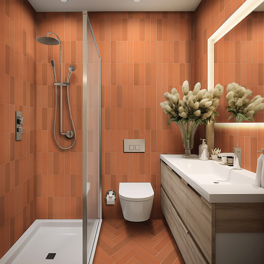 Osaka Mix Shade Terracotta 75x300 Matt Subway Tile