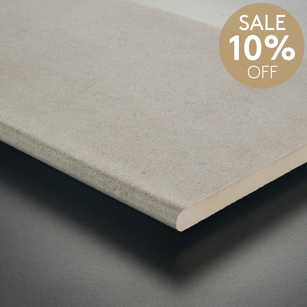 Prague Light Grey 350X600X20 Outdoor Concrete Look Porcelain Bullnose (per piece)