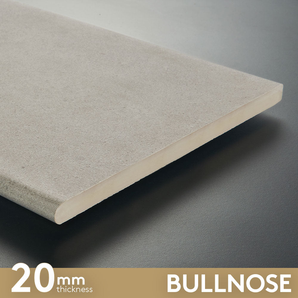 Prague Light Grey 350X600X20 Outdoor Concrete Look Porcelain Bullnose (per piece)