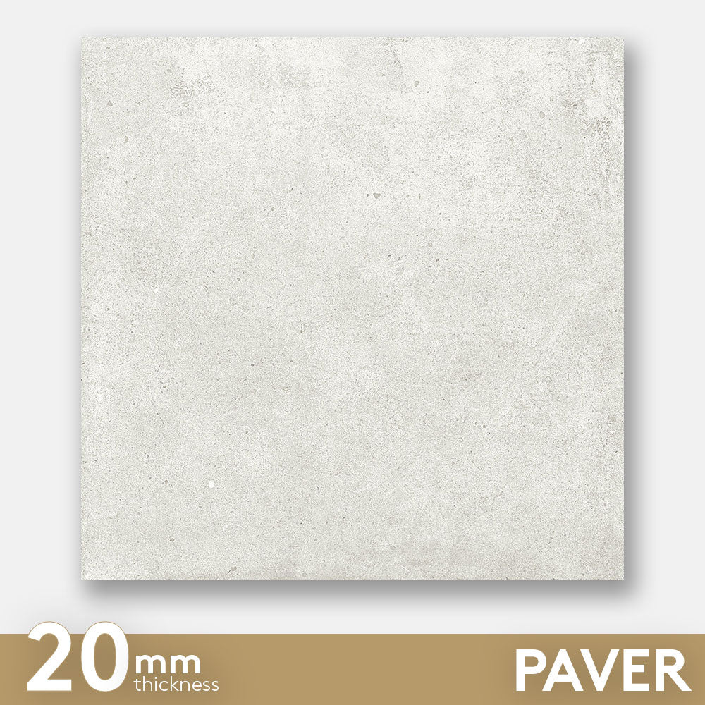 Prague White 600X600X20 Outdoor Concrete Look Porcelain Paver Tile