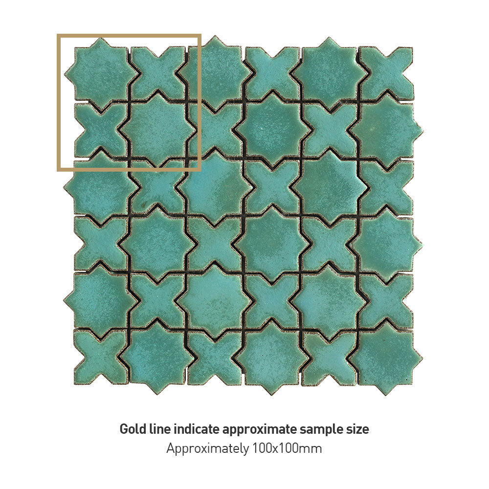 San Miguel Blue 50x50 Star & Cross Gloss Hand Made Mosaic