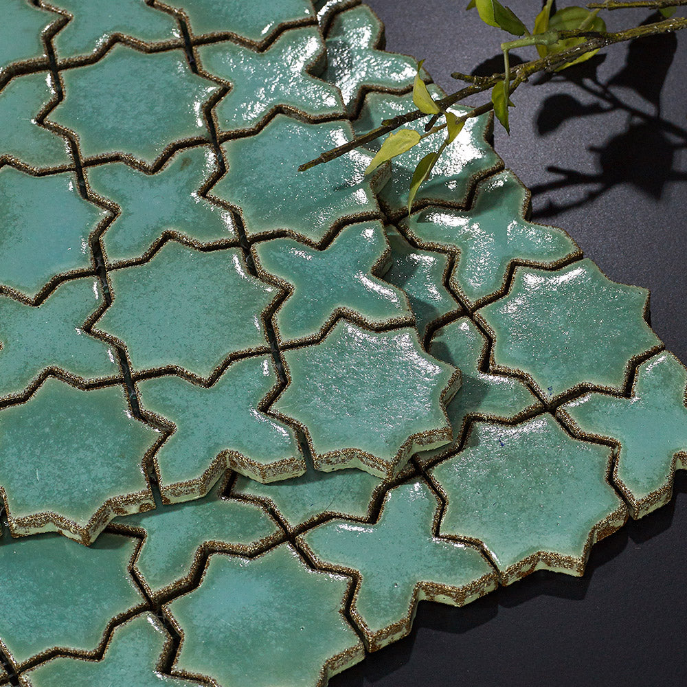 San Miguel Blue 50x50 Star & Cross Gloss Hand Made Mosaic