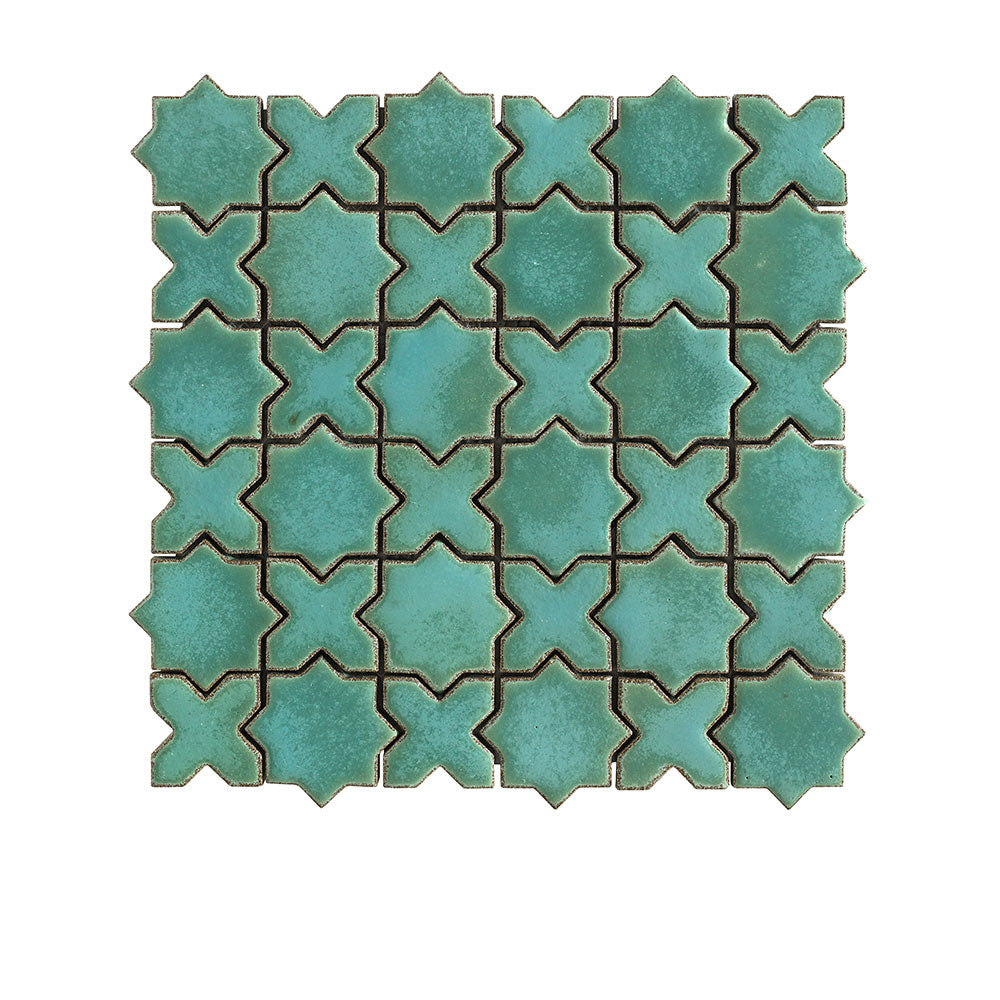San Miguel Blue 50x50 Star & Cross Gloss Hand Made Mosaic