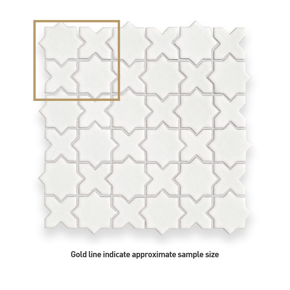 San Miguel White 50x50 Star & Cross Gloss Hand Made Mosaic