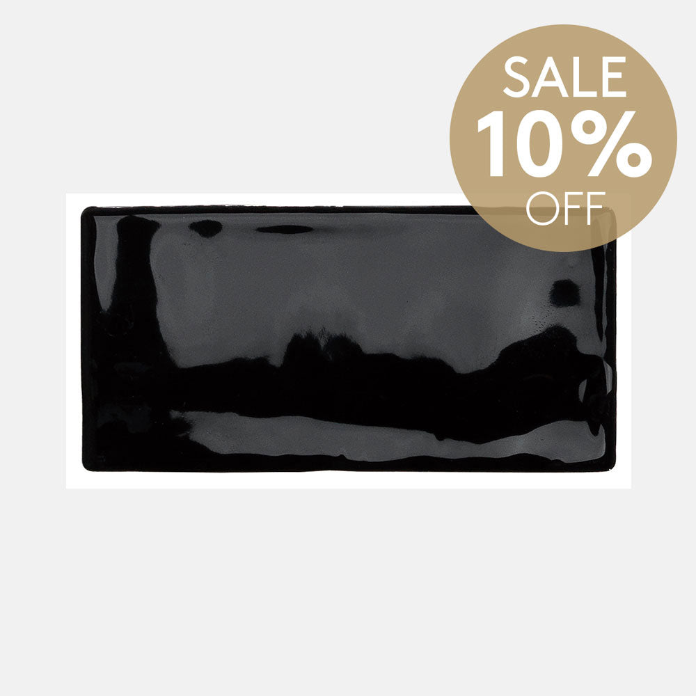 Santorini Midnight Black 76X152X9 Gloss Subway Tile