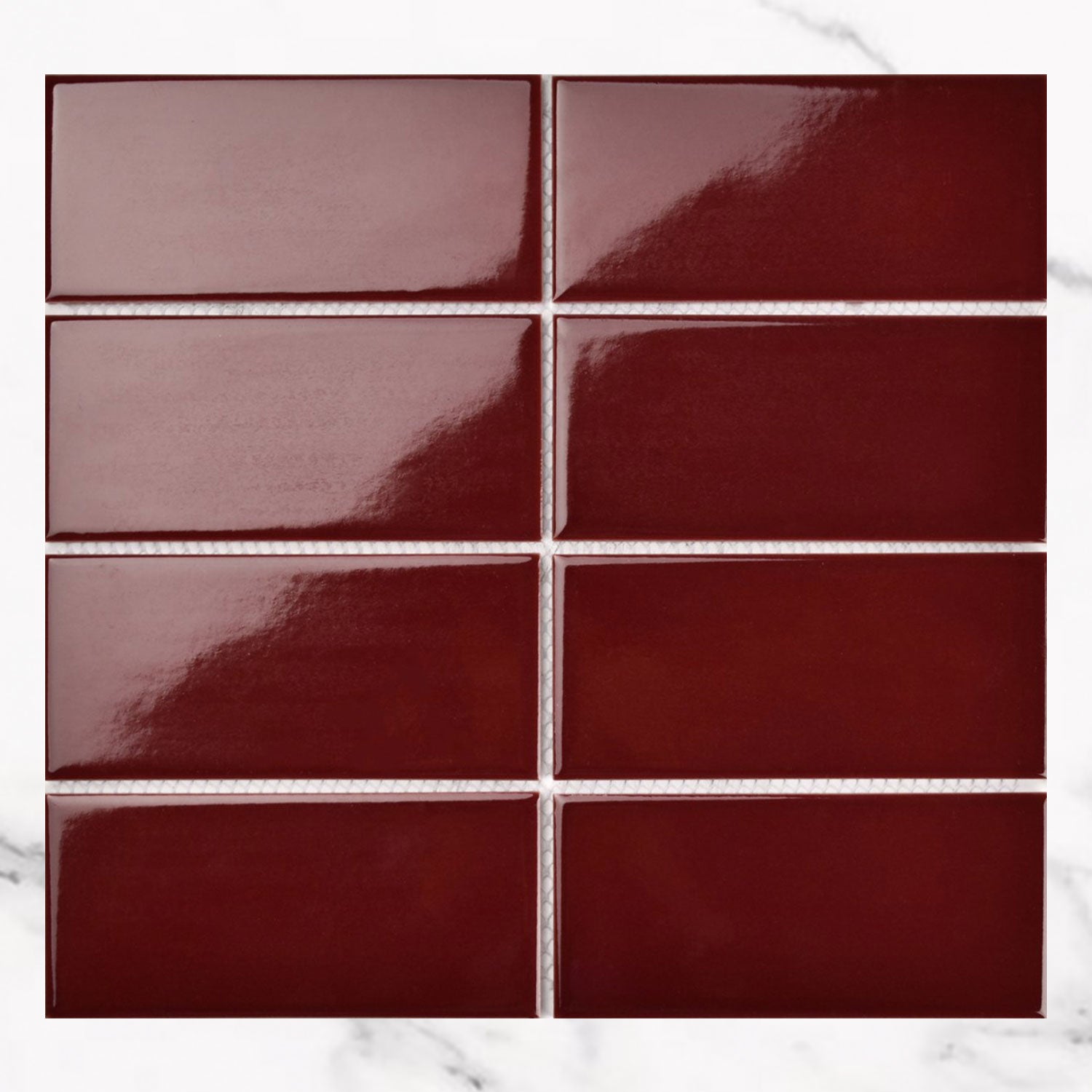 Soho Burgundy Red 68x136 Gloss Porcelain Mosaic