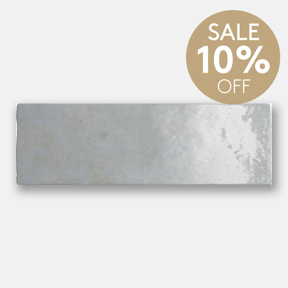 Sorrento Alabaster Grey 65X200 Zellige Gloss Subway Tile