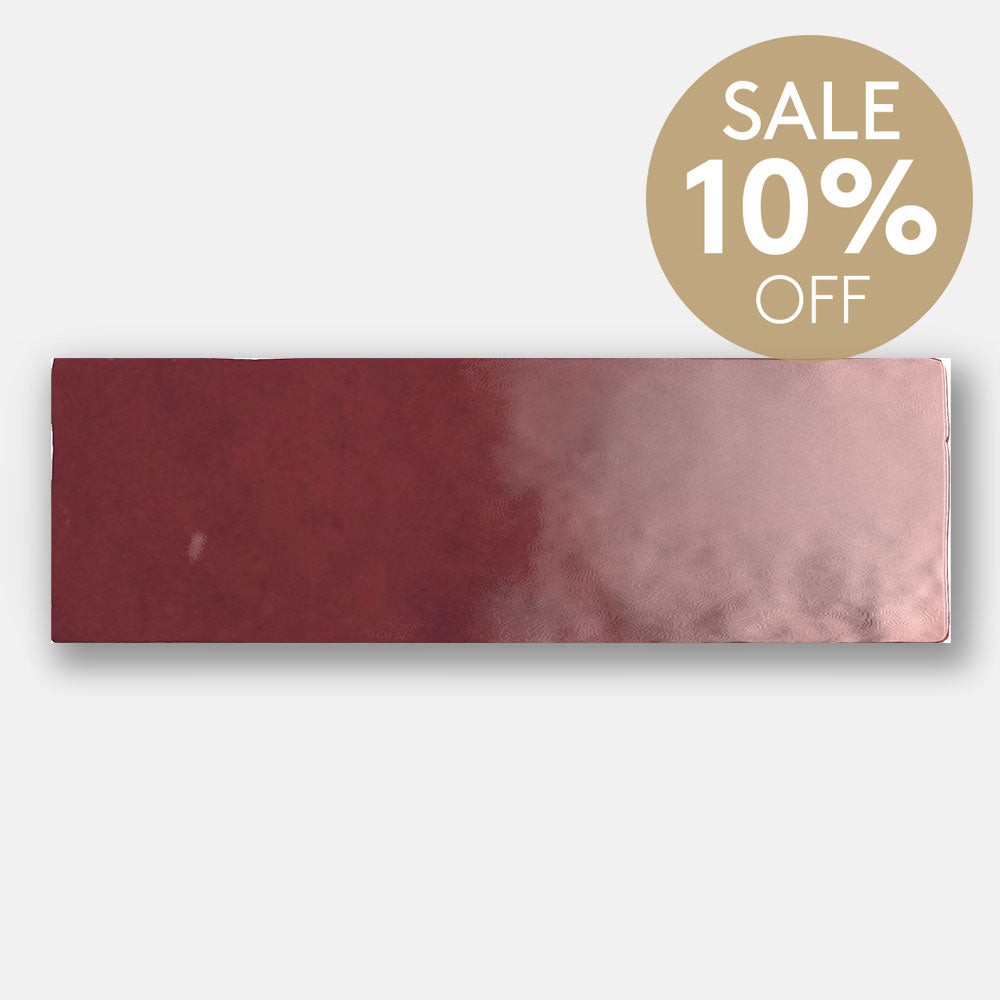 Sorrento Burgundy Red 65X200 Zellige Gloss Subway Tile