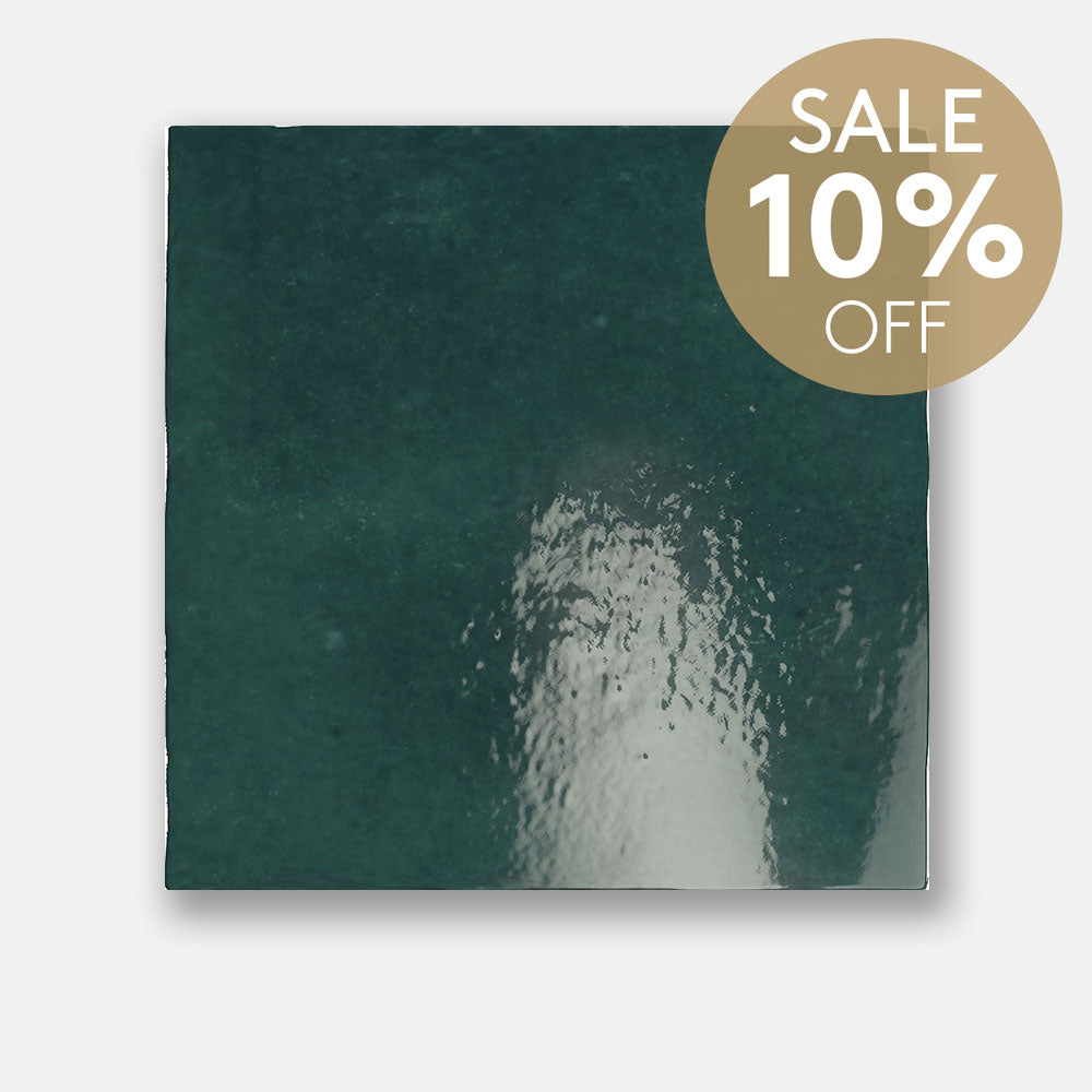 Sorrento Moss Green 132X132 Zellige Gloss Square Tile