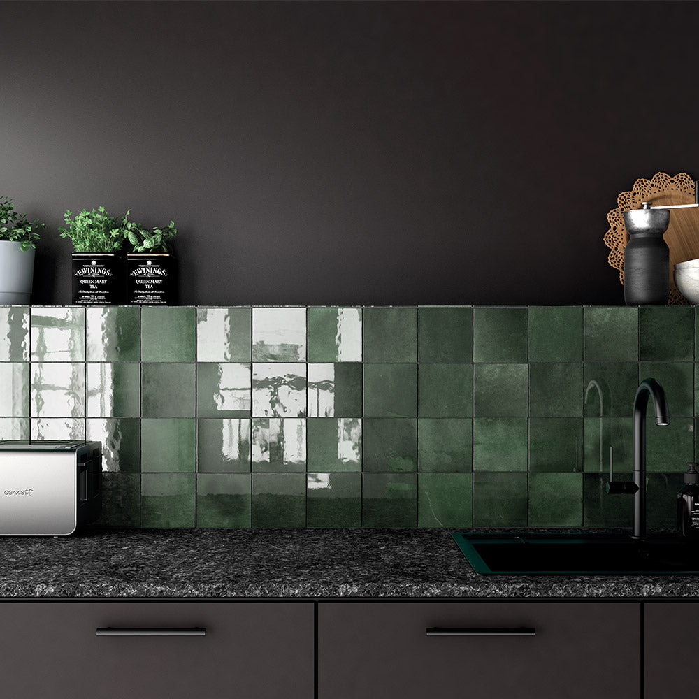 Sorrento Moss Green 132X132 Zellige Gloss Square Tile