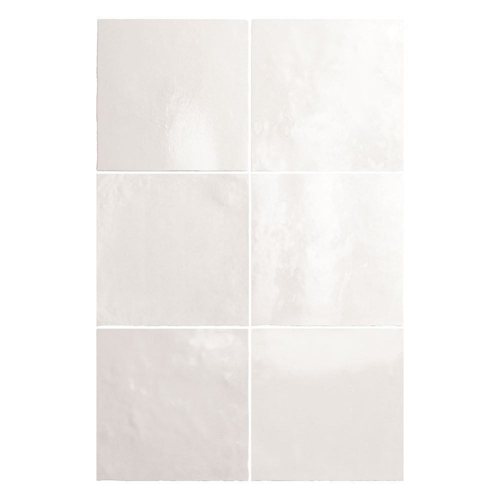 Sorrento White 132X132 Zellige Gloss Square Tile
