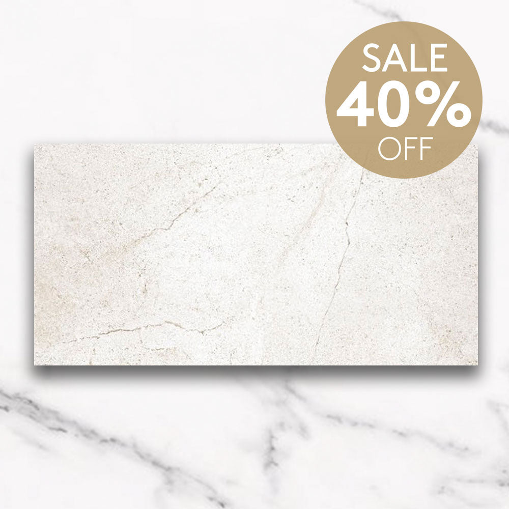 Stretto White 300x600 Stone Look Matt Porcelain Tile