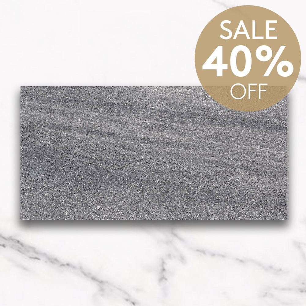 Symphony Dark Grey 300x600 Limestone Look Matt Porcelain Tile