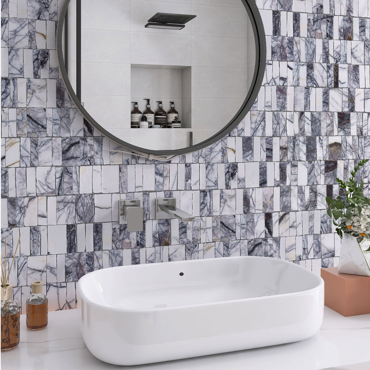 Palermo Calacutta Viola Matt Broken Mosaic (per sheet)